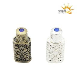 3 ml bronzen Arabische parfumfles hervulbare Arabische Attar glazen flessen met ambachtelijke decoratie etherische oliecontainer Rmmca