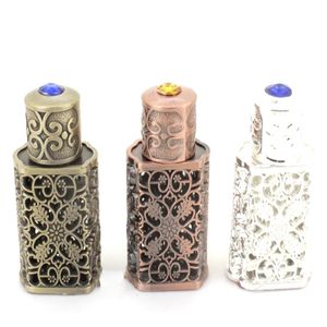 Frascos de perfume árabe estilo bronze 3ml, recipiente de garrafa de vidro árabe com decoração artesanal