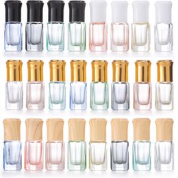 3ML Kleurrijke achthoekige glazen rolflessen Essentiële oliemassage Roll-on flesflesjes reizen cosmetische parfumcontainers