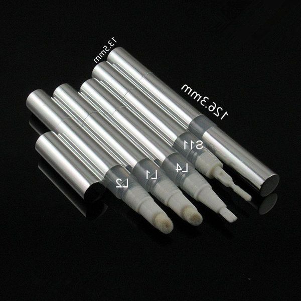 Dispensador de pluma vacía cosmética de 3 ml, pluma de gel para blanquear los dientes, pluma de brillo de labios, pluma de metal de aluminio con diferentes aplicadores F1846 Dkhms