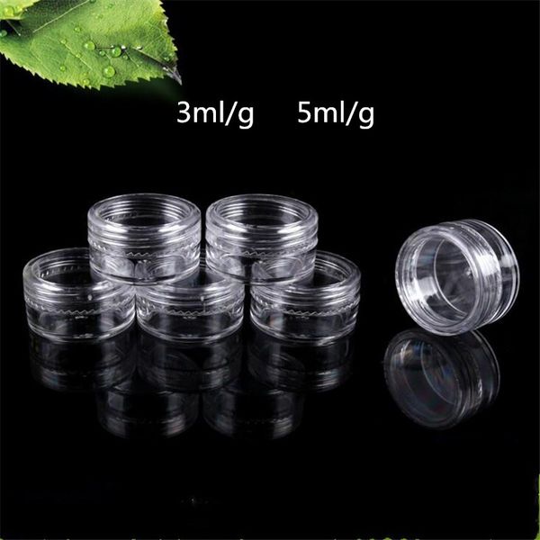 3ml/3g 5ml/5g bouteille en plastique vide conteneur d'échantillons cosmétiques pour maquillage bijoux crème petits pots clairs