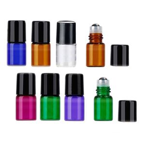 Botellas de rodillos de vidrio de 3 ml con bola de acero inoxidable para aceites esenciales Roll On Envase de perfume de aromaterapia vacío