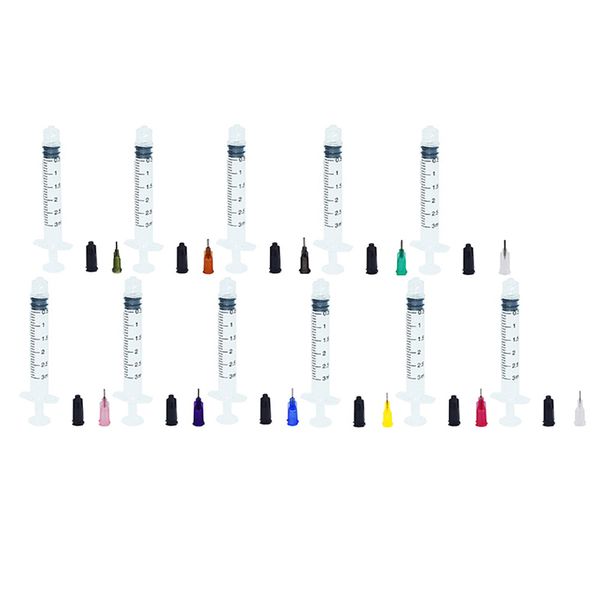 Seringues de 3 ml 0,25 pouce 14G-27G Aiguille de distribution de remplissage à pointe émoussée de taille mixte Paquet total de 11