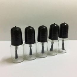 3 ml Mini verre vernis bouteille vide avec brosse couvercle noir/blanc 16*42 MM rond clair cosmétique vernis à ongles échantillon conteneurs Tube 111