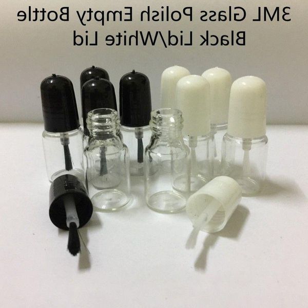 Mini esmalte de vidrio de 3ml botella vacía con pincel tapa blanca/blanca 16*42 mm redondo cosmético cosmético esmalte de uñas contenedores de contenedores MPSXJ