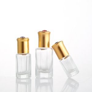 3 ml achthoekige rollerbal fles Glas Rol Parfum Parfum Fles Essentiële olie Stalen vulling flesglas Klein monster ZZ