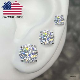 Boucles d'oreilles classiques en Mossanite à vis, 3mm-10mm, bijoux en argent Sterling VVS Moissanite, clou d'oreille en diamant pour hommes et femmes