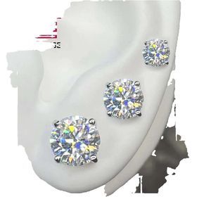 Boucles d'oreilles classiques en Mossanite à vis, 3mm-10mm, bijoux en argent Sterling VVS Moissanite, clou d'oreille en diamant pour hommes et femmes