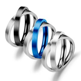3 mm 14k gouden ring anti-allergie eenvoudige zwart/blauw/zilveren kleur bruiloftparen kruisringen voor mannen vrouwen cadeau