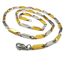 Collar de cadena de eslabones cruzados de acero inoxidable dorado y plateado de 3mm y 21,6 pulgadas para hombres y niños, regalos de vacaciones, joyería de moda