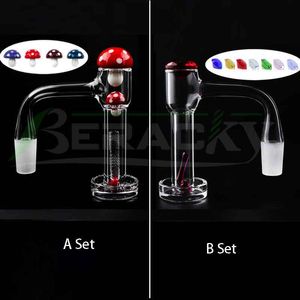 Beracky Full Weld Bord biseauté XL Terp Slurper Fumer Quartz Banger avec verre champignon marbre rubis pilule perle ensemble 20mmOD clous soudés sans soudure pour les plates-formes de bangs à eau