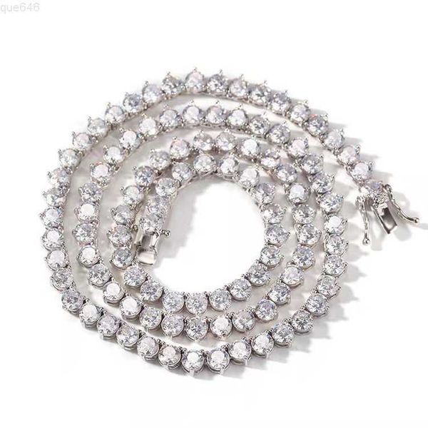 3mm 4mm 3 Griffes Plaqué Or 925 Sterling Silver Vvs Moissanite Diamant Tennis Chaîne Bracelet Collier