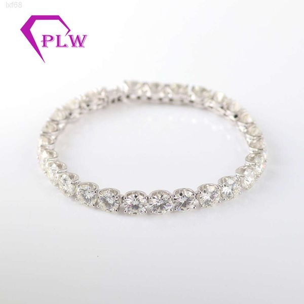 Bracelet de Tennis rond en or blanc 18 carats, diamant Moissanite de couleur Gh, taille brillant, 3mm 4mm 4.5mm