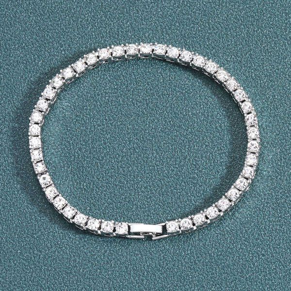 3mm 4mm 5mm 6mm Rétro Unisexe Bracelet Hip Hop Alliage Strass Une Rangée De Chaînes De Tennis Personnalité Hip Hop Bracelet