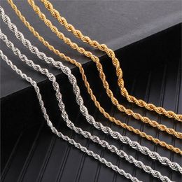 3mm 4mm 5mm 6mm largeur corde chaîne collier ed or 316L acier inoxydable colliers corde chaîne pour femmes hommes bijoux Dropshippin243E