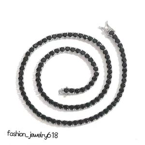 3mm 4mm 5mm design collier de mode chaîne de tennis noire tennis bijoux de haute qualité ensemble de cuivre zircon hip hop chaîne à une rangée pour hommes femmes cadeau de fête