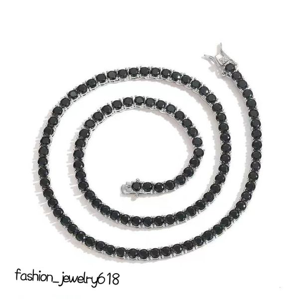 Collar de moda de diseño de 3mm, 4mm y 5mm, cadena de tenis negra, joyería de alta calidad, conjunto de cobre, cadena de una sola hilera de circón para hombres y mujeres, regalo de fiesta