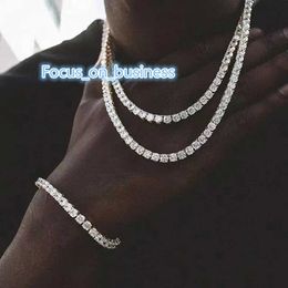 Bracelet de collier de 3 mm 4 mm 5 mm Vvs Moisanite Chaîne de tennis glacée Sterling Silver 925 Jewelry