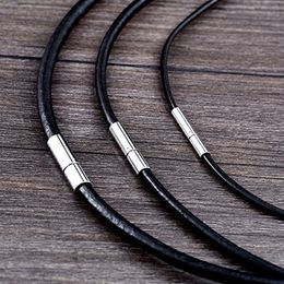 3mm / 4mm heren zwart lederen roestvrijstalen choker ketting magnetische sluiting mannelijke sieraden geschenken