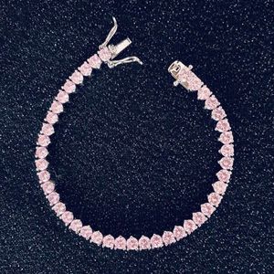 3 mm 4 mm tennisketen armband roze zirkoon goud vergulde koperen hiphop sieraden voor mannen vrouwen multi -size kleur groothandel op maat