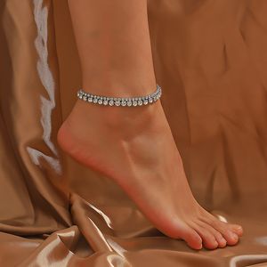 3 mm 5 mm voet ketting licht luxe mode sieraden gepersonaliseerde diamant inbedden voetketen