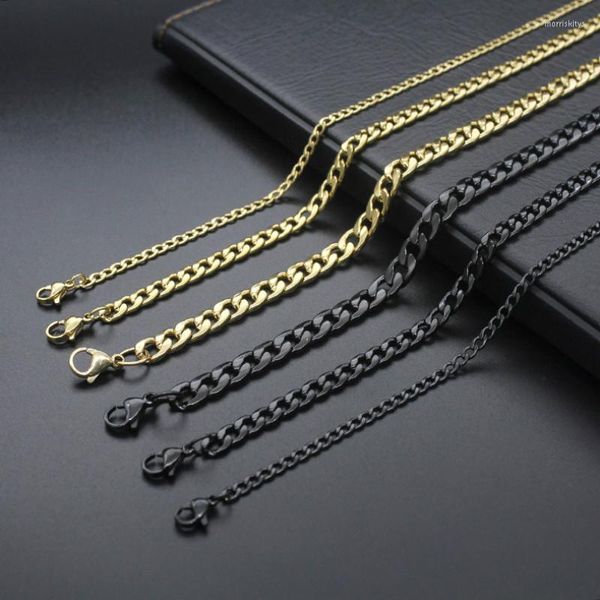 3 mm 5 mm Hiphop Collar para hombres de acero inoxidable Caqueta de enlace cubano de oro negro Long para hombres Joyería Regalo 45 cm 50 cm 60 cm de 70 cm Morr22