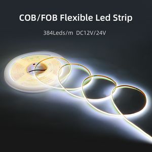 Tiras LED COB ultrafinas de 3mm y 5mm, cinta de luz LED de 12V y 24V, cortable, Flexible, IP20 para interior, casa y cocina