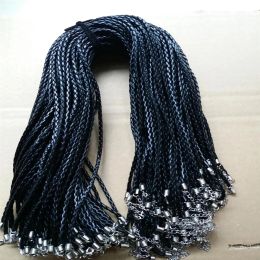 3mm noir PU cuir cordon corde bijoux corde homard fermoir cordon pour bricolage artisanat pendentif collier bijoux 20 '' 22 '' 24215p