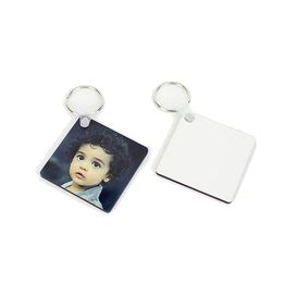 Porte-clés à sublimation de décoration de Noël de 3 mm, pendentif carré en bois MDF avec porte-clés, ornement imprimé double face par transfert de chaleur