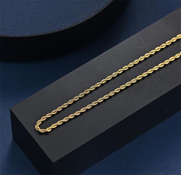 Colliers de chaîne de corde de 3 mm Colliers en acier inoxydable Coubain Classic Classic Mens Femmes Bijoux plaqués Gold Silver Color Collier Gift1 2054963336
