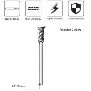 Dessin à tige de tige de tige de tungstène Burr Burr Moignage Rotary Tool Double Diamond Cut pour Dremel Metal Wood Electric Grinceing