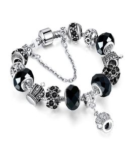 Bracelet en argent 3 mm Pendant la couronne de couronne avec diamants et perles adaptées aux filles de mode élégantes et exquis 3202338