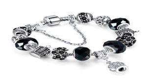 Bracelet en argent 3 mm Pendant la couronne de couronne avec diamants et perles adaptées aux filles de mode élégantes et exquis 8326222