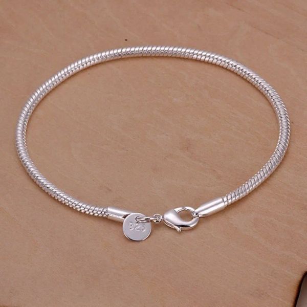 Cadena de serpiente de 3MM, pulseras de oro blanco de 14K, moda de fábrica, joyería de alta calidad, dijes bonitos para mujer y boda