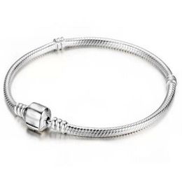 3mm Snake Chain Pandora Armbanden 925 Sterling Zilveren Sieraden Gift Fit Charms Kralen Bangle Armband voor Mannen Vrouwen 16 17 18 19 20-23cm