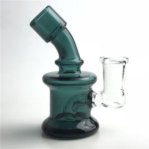 Mini tubos de agua de vidrio Bong de 3,5 pulgadas con cachimba Colorido Verde Azul Claro 10 mm 14 mm Reciclador de vaso de mano femenino Dab Rig Bongs