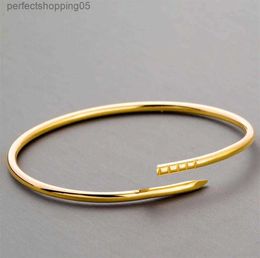 3 mm dunnere nagelarmband ontwerper nieuwe luxe mode unisex manchet paar armband gouden stalen sieraden kerstcadeau accessoires