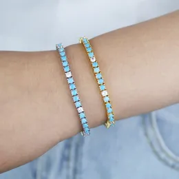 3 mm turquoises stenen tennisketen Bangle elegante armband voor vrouwen hi hop dame geschenk geplaveid 5a kubieke zirconia cadeau sieraden