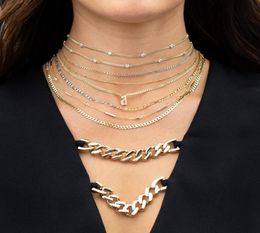 3 mm ancho de cadena de enlace cubano de ancho de 3 mm bisel 4 mm cz mujer europea cadena de color de oro collar de costura de San Valentín regalo 6392717