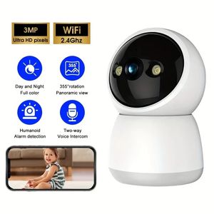 Cámara IP WiFi de 3MP, vigilancia de seguridad, Monitor de bebé, cámara de seguimiento humano automática, cámara de vídeo interior de visión nocturna a todo Color