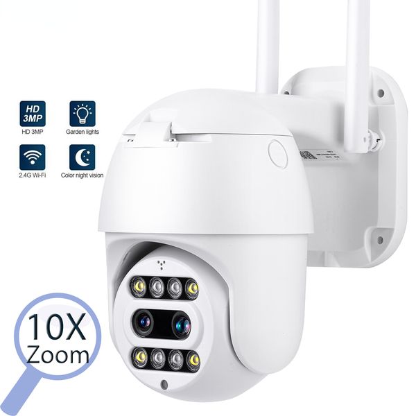 3MP PTZ Wifi caméra IP extérieure 10X Zoom numérique sécurité CCTV AI détection humaine suivi automatique P2P caméra sans fil Carecam