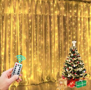 Guirlande lumineuse LED de noël 3MX3M, avec télécommande USB, pour nouvel an, rideau, lampe, décoration de vacances, pour la maison, la chambre à coucher, la fenêtre