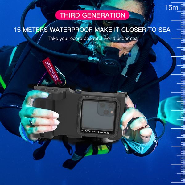 3ND 15M Module de caméra Bluetooth Plongée Étuis de téléphone étanches pour iPhone 15 14 13 Pro Max 12 Samsung Galaxy S22 S21 S20 FE Ultra Plus Swim
