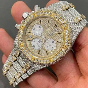 3NNJ 2024 Other Watch Wristwatch Bijoux de luxe VVS Iced Out Watch VVS1 Diamond 2 tonnes Gold Color Mechanical Watch Hip Hopa931