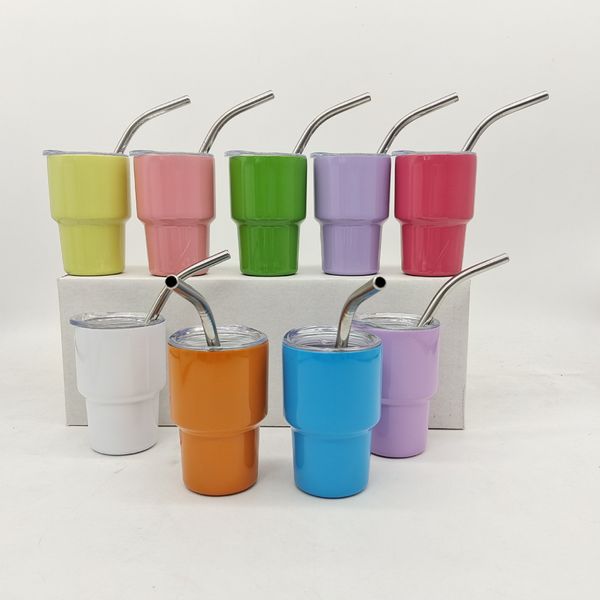 3oz Borrelglas Roestvrij Staal Dubbelwandige Sublimatie Wijnglazen met Deksels en Stro Sublimatie Tumblers dh866