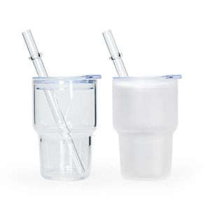 3oz Sublimatie Blanks Mini Borrelglasbekers 3oz Glazen Wijntumbler Frosted Clear Bierbekers Met Plastic Deksels Heldere Rietjes Voor Whisky En Espresso