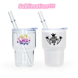 3oz Sublimatie Frosted Clear Shot Glas Wijn Tuimelaars Waterfles Met Deksel En Stro Drinkglazen Z11