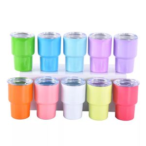 3oz sublimatie mini -schot macaron tumbler met stro deksel roestvrijstalen sublimatie mini -spaties mini shot cups