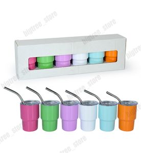 Verre à shot par sublimation de 3 oz, gobelet à vin de 90 ml, verre à shot à double paroi en acier inoxydable, sans vide avec couvercle et paille pour un bricolage rapide