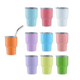 3 oz sublimación Vistra de chupito Copa de bandeja de bricolaje de vino de acero inoxidable Vuelas de aspiración de doble pared de 90 ml Copas de automóvil de vacío de pared doble con tapa y paja